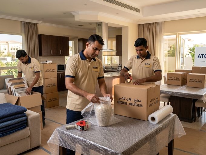 House Movers in Abu Dhabi packing the house items, villa Movers in Abu Dhabi
